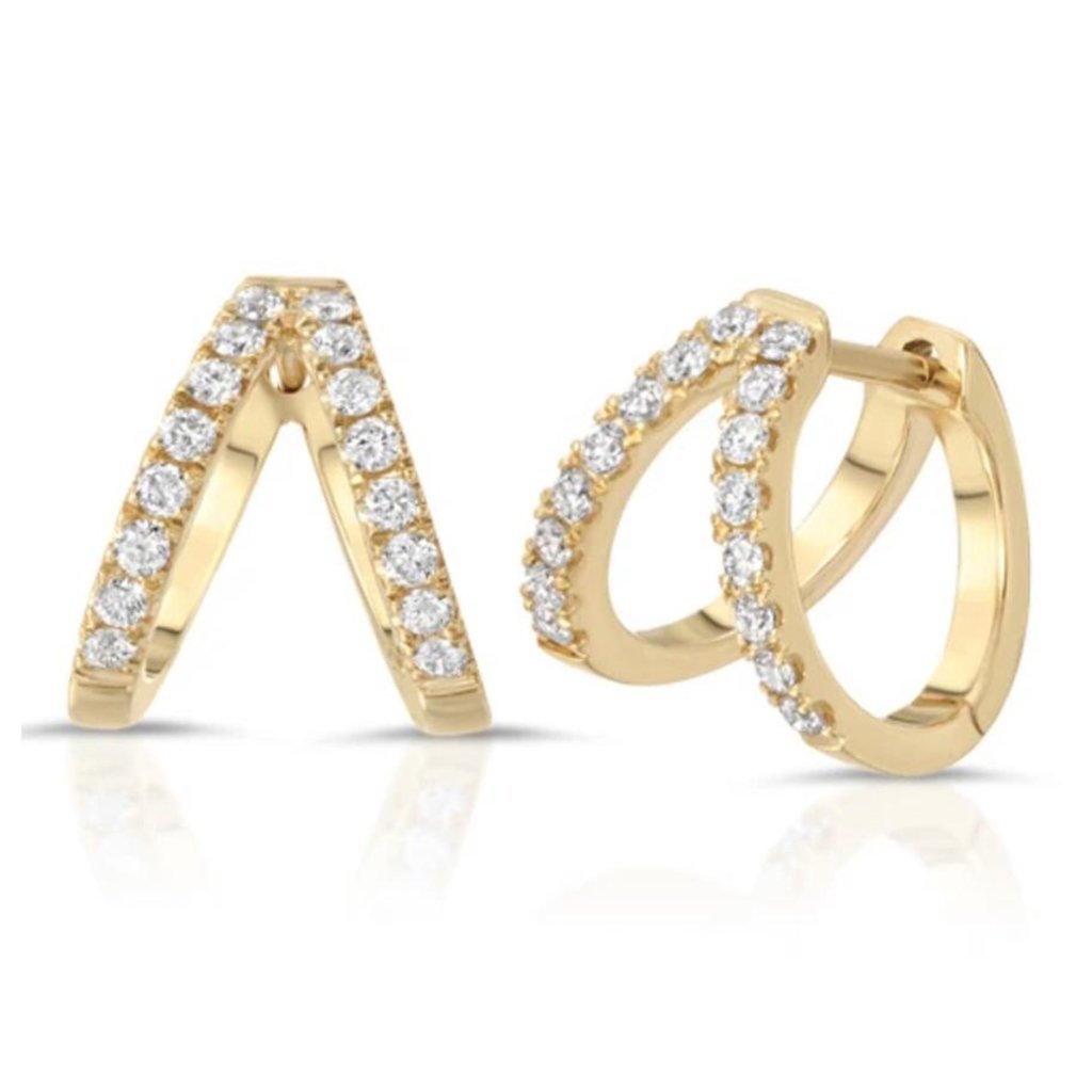 0.38 Ct Diamonds In14k,10.5 Height Hoop Earrings